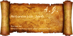 Antonovics Jenő névjegykártya