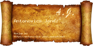 Antonovics Jenő névjegykártya
